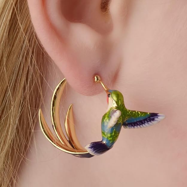14k Gold Plated Cute Bird Stud Earrings for Women Dainty Small Animal Pet Enameled Blue Yellow Pink Feather Birds Stud Earrings Dainty Jewelry Gift - Image 3