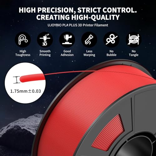 Image of 8 Color Bundle Hyper PLA+ 3D Printer Filament, Multicolor PLA+ Filament 1.75mm, Individually Vacuum Packed, 0.25kg per Spool, 8 Pack (Black+Jade White+Grey+Orange+Red+Dark Blue+Green+Yellow)