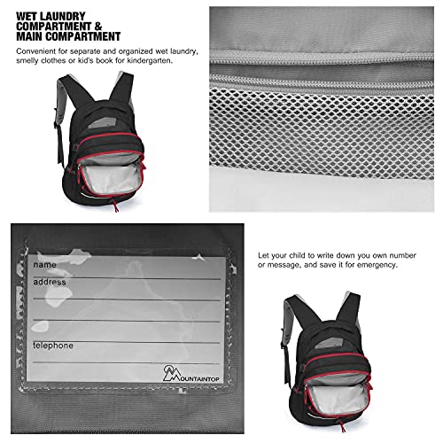 Mountaintop Kids Backpack For Boys Girls Preschool Water Resistant Lightweight Children Daypack 10L, Black #TOP4