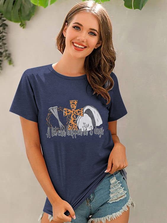 Image of A Lot Can Happen in 3 Days Shirt Women Christian Easter Tshirts Casual Short Sleeve Religious Quotes Tee Tops