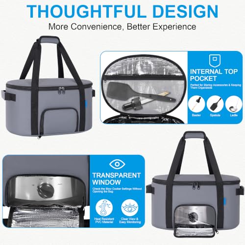 Image of Insulated Slow Cooker Carry Bag for 6-8 Quart CrockPot and Hamilton Beach