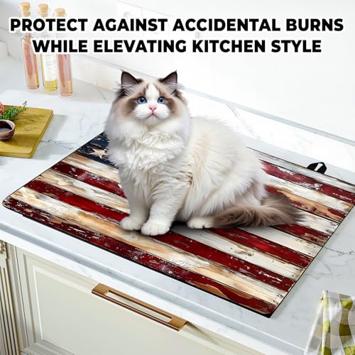 Image of Stove Top Cover for Home Decoration Kitchen Pad Washable Cooktop Covers Countertop Stove Protector Mat for Home Kitchen Cooktops (Flag, 30 inchx21 inch)