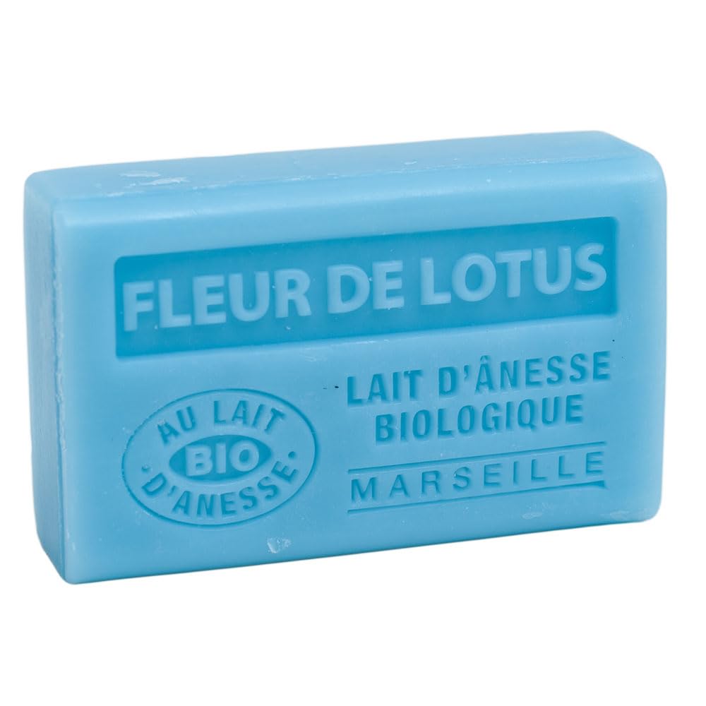 Label Provence Savon de Marseille - French Soap Made With Fresh Organic Donkey Milk - Lotus Flower Fragrance