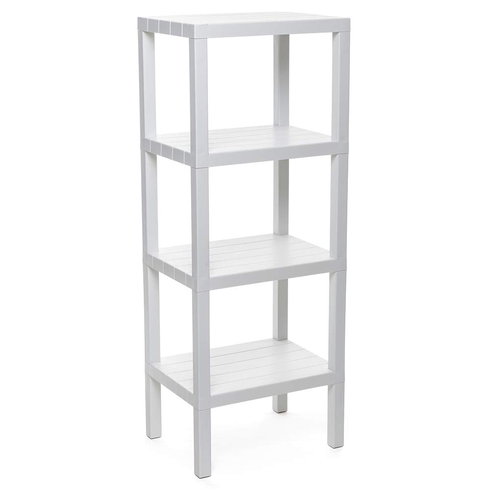 TATAY Badregal mit 4 Ebenen | Feuchtigkeitsbeständig | Inklusive Schrauben & Quick Fix kompatibel | Für Innen- & Außenbereiche | Belastbar bis 40 kg – Modell Lombok – Weiß