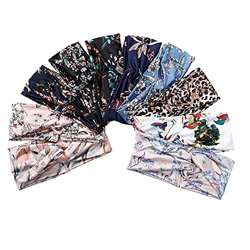 10 Pcs Boho Headbands for Women, Women Headbands, Head Bands Girls Hair, Twisted Criss Cross Elastic Knotted Yoga Sport Head Wrap Hair Accessories