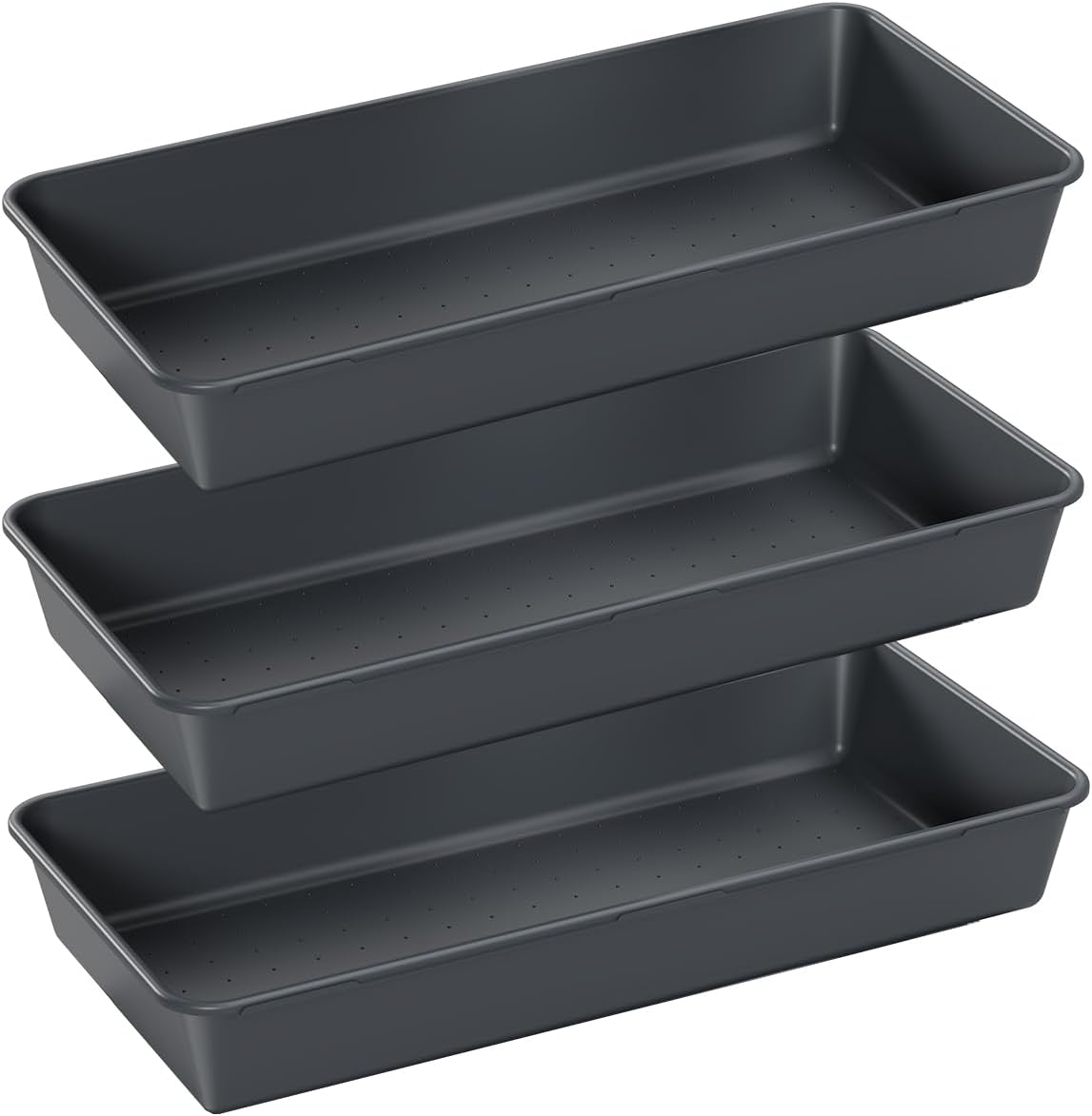 3PCS Large Plastic Drawer Organizer, 12" X 6" Desk Organizer Set | Storage Trays, Large-size Storage Bins,Organization and Storage Container for Makeup Vanity,Kitchen Utensil,Office,Bathroom