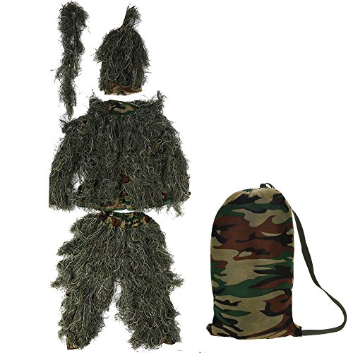 Zerone Terno Ghillie, terno camuflado com folhas da floresta e design florestal acessórios de caça e