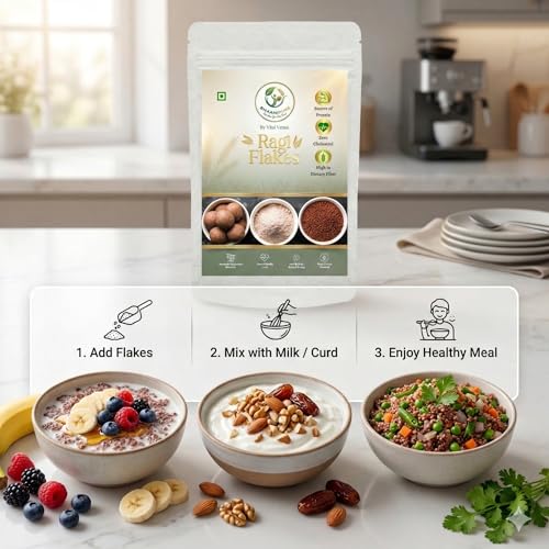 Image of Bhaani Pure (By Vital Venus) Ragi Flakes 100 gm | Gluten-Free Finger Millet Poha | High Fibre Nutritious Breakfast Cereal | Healthy Ragi Cereal
