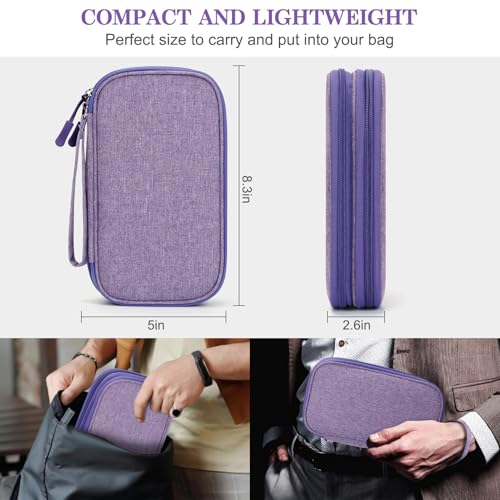Image of FYY Electronic Organizer, Travel Cable Organizer Bag Pouch Electronic Accessories Carry Case Portable Waterproof Double Layers Storage Bag for Cable, Cord, Charger, Phone, Medium Size, Dark Purple