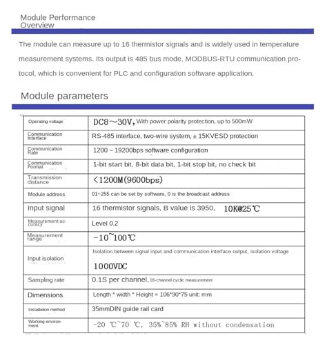 Module d'acquisition de température 16 canaux RS485 résout le câblage complexe