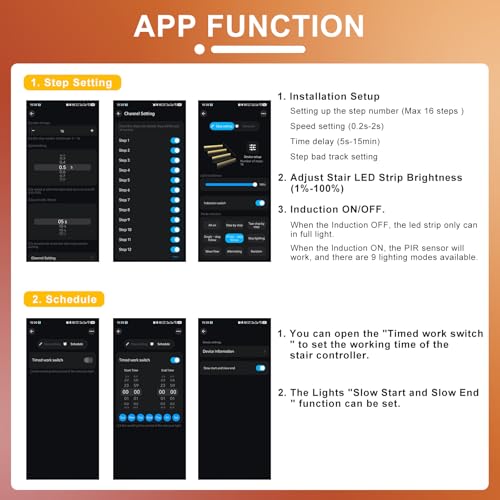 Image of Smart Motion Sensor Stair Lights,16 Step COB Strip Kit with App Remote