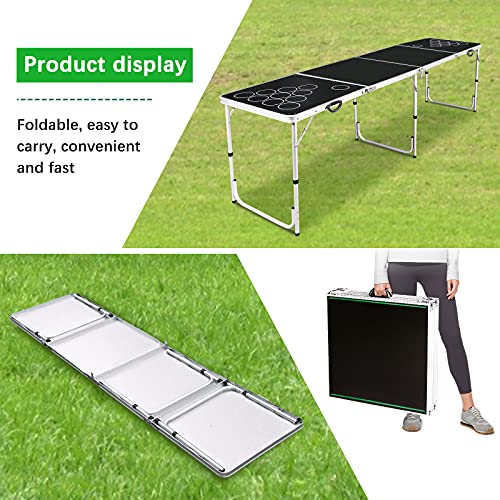 image for Wodesid 8FT Portable Beer Pong Tables with Carrying Handle Tailgate De
