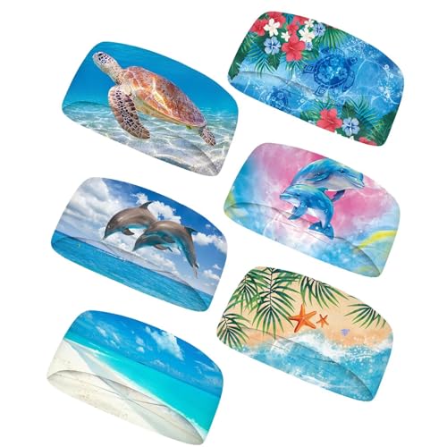 Image of Forchrinse Sunflower with Text Print 6Pieces Sport Sweatband Headband for Soft Elasitc Headband Hair Bands Unisex Outdoor Sport Headbands