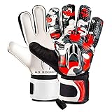 HO Soccer Initial Flat Red Guantes De Portero, Unisex niños, Negro/Rojo/Blanco, 6,5