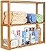 Produktbild Homfa Wandregal aus Bambus Badregal Hängeregal Kücheregal 3 Ablage Wandschrank Aufbewahrung für Badezimmer Wohnzimmer Küche 60 x 15 x 54 cm (bambus)