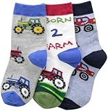 Jefferies Socks Little Boys' Born 2 Farm Triple Treat  (Pack of 3)