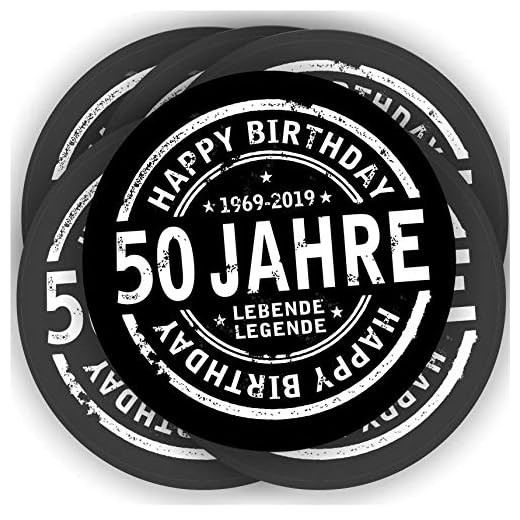 Play-Too 20 Aufkleber Sekt-,Wein-,Bierflasche Geburtstag 50 Fest Spruch Schwarz Rund