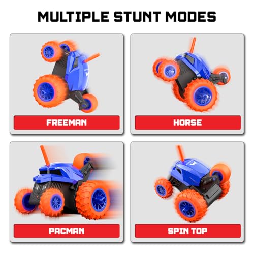 Image of Mirana Warrior 360 Degree Rotating Stunt RC Car Toy for Kids | High Speed Steering Remote Control Vehicle | USB Type-C Rechargeable for Boys and Girls | Made in India (Blue)