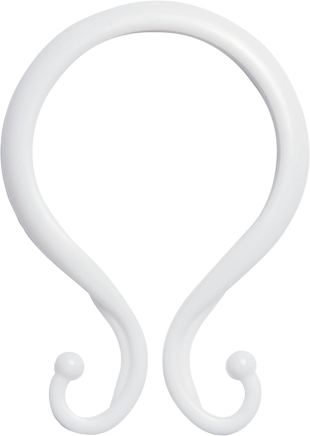 Kenney – Shower Curtain Rings, Smooth Rust-Proof Plastic Double Hooks, Fits Standard Shower Curtain Rods, Set of 12, White