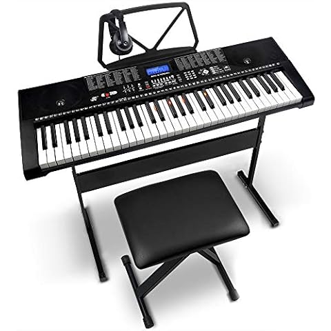 Yahoms 61 Key Electronic Keyboard- Piano Keyboard Kit - Music Keyboard with Headphones, Stand, Music Rest and Stool for Beginners Cover