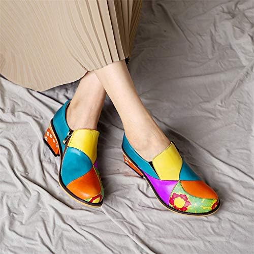Scarpe Mary Jane Tacco Alto Da Donna Mocassini Di Pelle Tacco Medio 