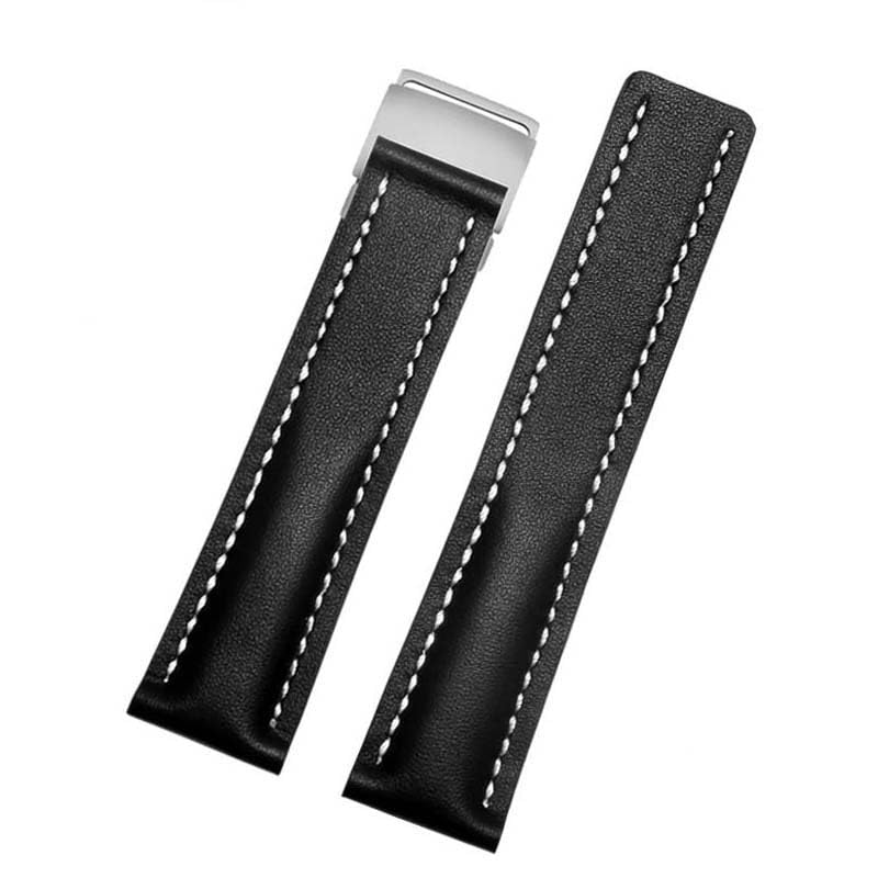 HMJGDHX Cinturino per Orologio TYKHGFS 22mm 24mm per Orologio da Uomo in Pelle di Mucca con Fibbia deployante