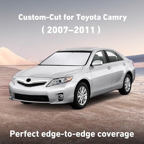 Image of EcoNour Windshield Sunshade Compatible for Toyota Camry 2007-2009 2010 2011, LE, SE, SE Nightshade, XLE, XSE, TRD, Sun Visor for Front Windshield Sun Shade Cover, UV Heat Protector, Car Accessories