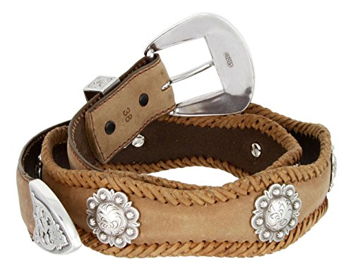 Western Fort Worth Men's Saddle Berry Conchos Scalloped Belt 1 1/2" Wide4