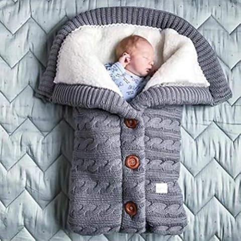 TIANTIAN Baby Winter Warm Sleeping Bag Soft Thick Fleece Warm Blanket for Stroller Nap Blanket Plus Velvet Swaddle Sleeping Bag Stroller Sack Newborn Boys Girls 68 x 40CM Cover