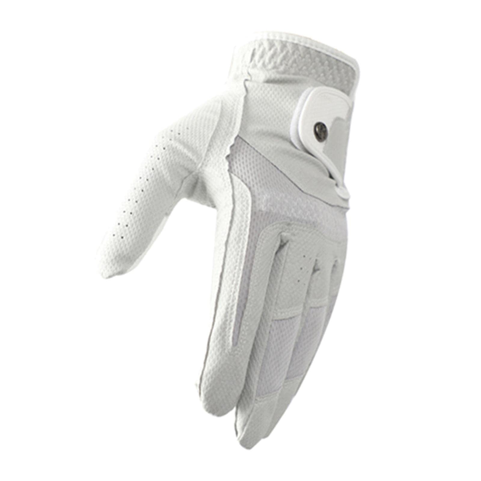 Golfhandschuh für Herren und Damen, linke Hand, Spieler, Mikrofaser, weich, bequem, 17 cm, Weiß