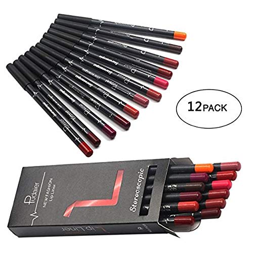 TEEROVA 12 Colors Lip Liner Pencil Matte Mist Waterproof Long Lasting Lipstick Lip Liner Set