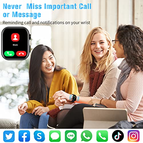 Smart Watch (Answer/Make Call), 1.81'' Touch Large Screen, Fitness Tracker Watch, Heart Rate Monitor, Step Counter, Activity Trackers Smart Watches For Women Men Ios Android, 2 Charging Cables, Black #TOP6