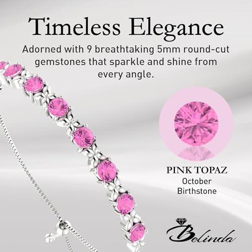 Tennis Bracelet for Womens 925 Sterling Silver Gemstone Bracelet 5mm Round 9 Stones Elegant Fine Wrist Bracelet Jewelry Gift for Her Wedding Party, 11 Inches4