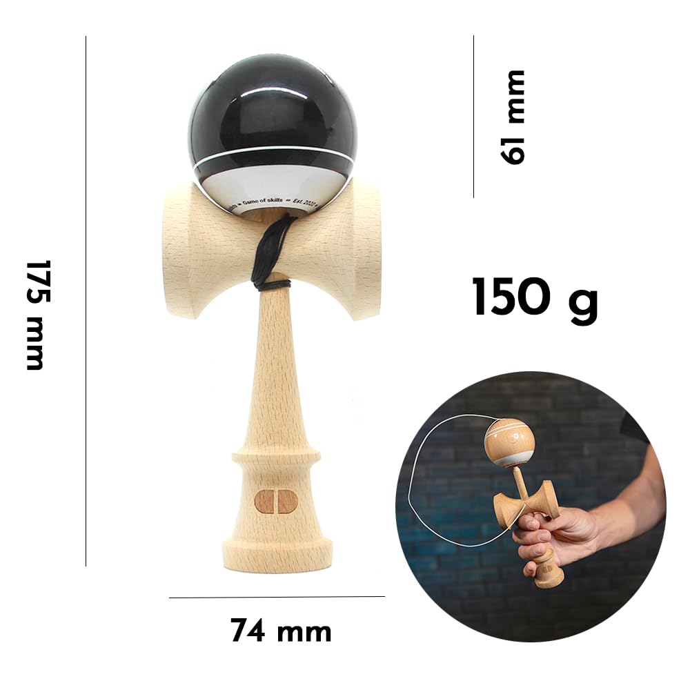 Kendama - Kendama, de madera moderna, original para trucos, para niños y adultos, color negro
