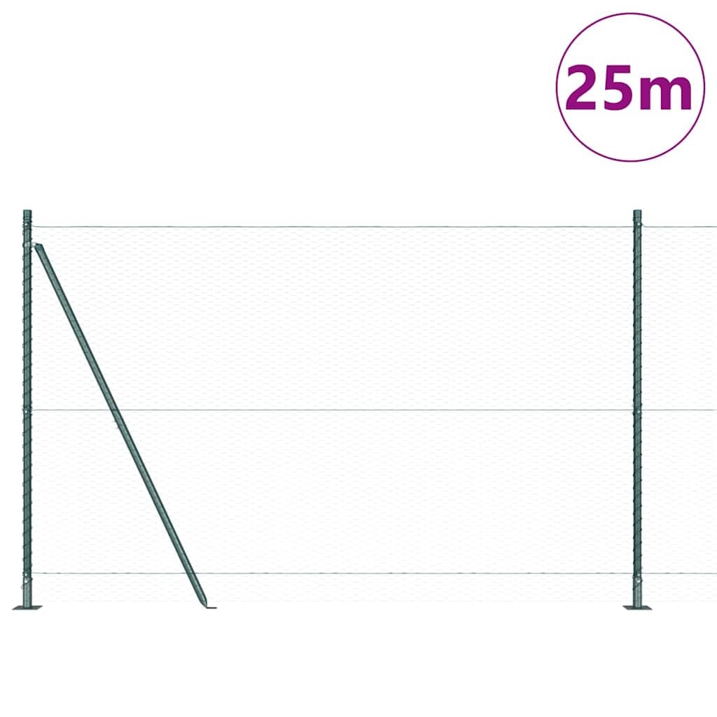 Zielony słupek ogrodzeniowy ze stali, 2500 x 3,2 x 150 cm, odporny na warunki atmosferyczne i korozję, z betonowymi słupkami, idealny do ogrodzenia ogrodowego, prywatności, tarasu, działki i