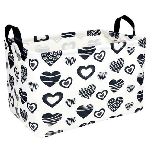 Image of Valentine's Day Basket Gift for Empty Cute Heart Large Storage Bin for Kid and Baby Room Decor (Black Creative Love)