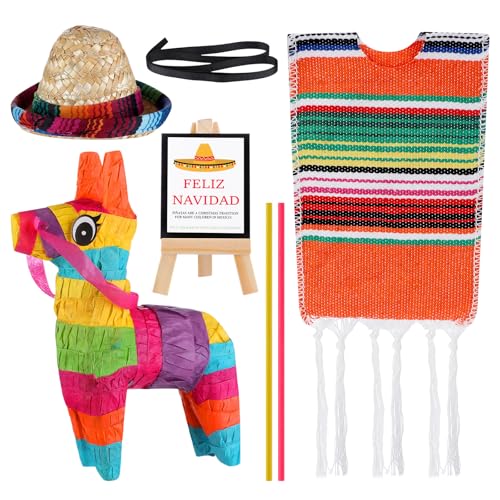 Mini piñata de Noël mexicaine avec tenue de poupée et carte Feliz Navidad pour offrir