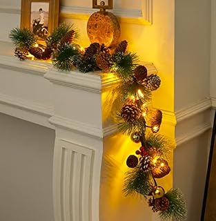 WEASHUME 100cm Pre-lit Christmas Table Centrepiece Garland with 30 LED Light Artificial Door Wreaths Garland Xmas Decor for Front Door Wall Window Stairs Fireplace Home Decor