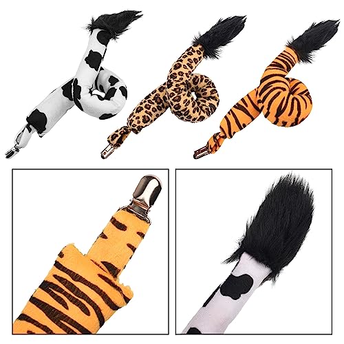 Bohue Animal Tail Plush Tail Tiger Leopard Cow Tail Costume Accessories Dress Up Props for Halloween Cosplay Party (Tiger) - Image 2