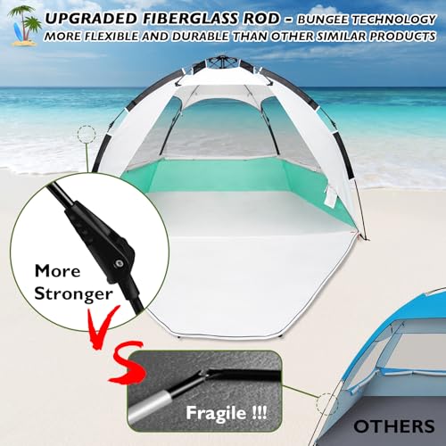 Image of Beach Tent Pop Up Shade, Instant Beach Tents Sun Shelter with UPF 50+ UV Protection, Lightweight & Easy Setup Tent