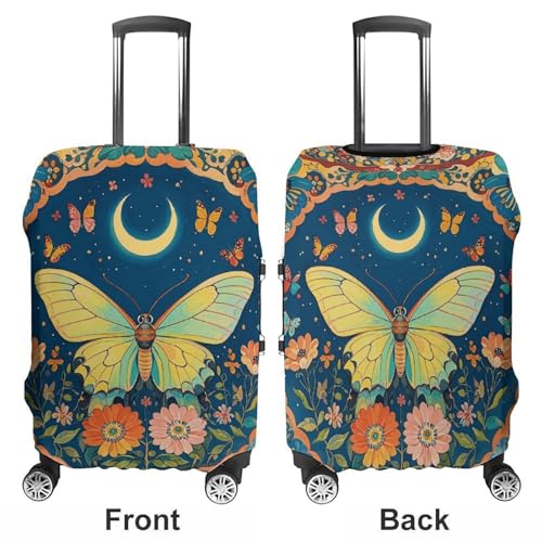 Butterfly Flower Tapestry Elastic Luggage Cover Suitcase Protector for 19-32 Inch Suitcases | Universal Stretchable Travel Bag Cover | Anti-Scratch, Washable with Zipper Closure S3