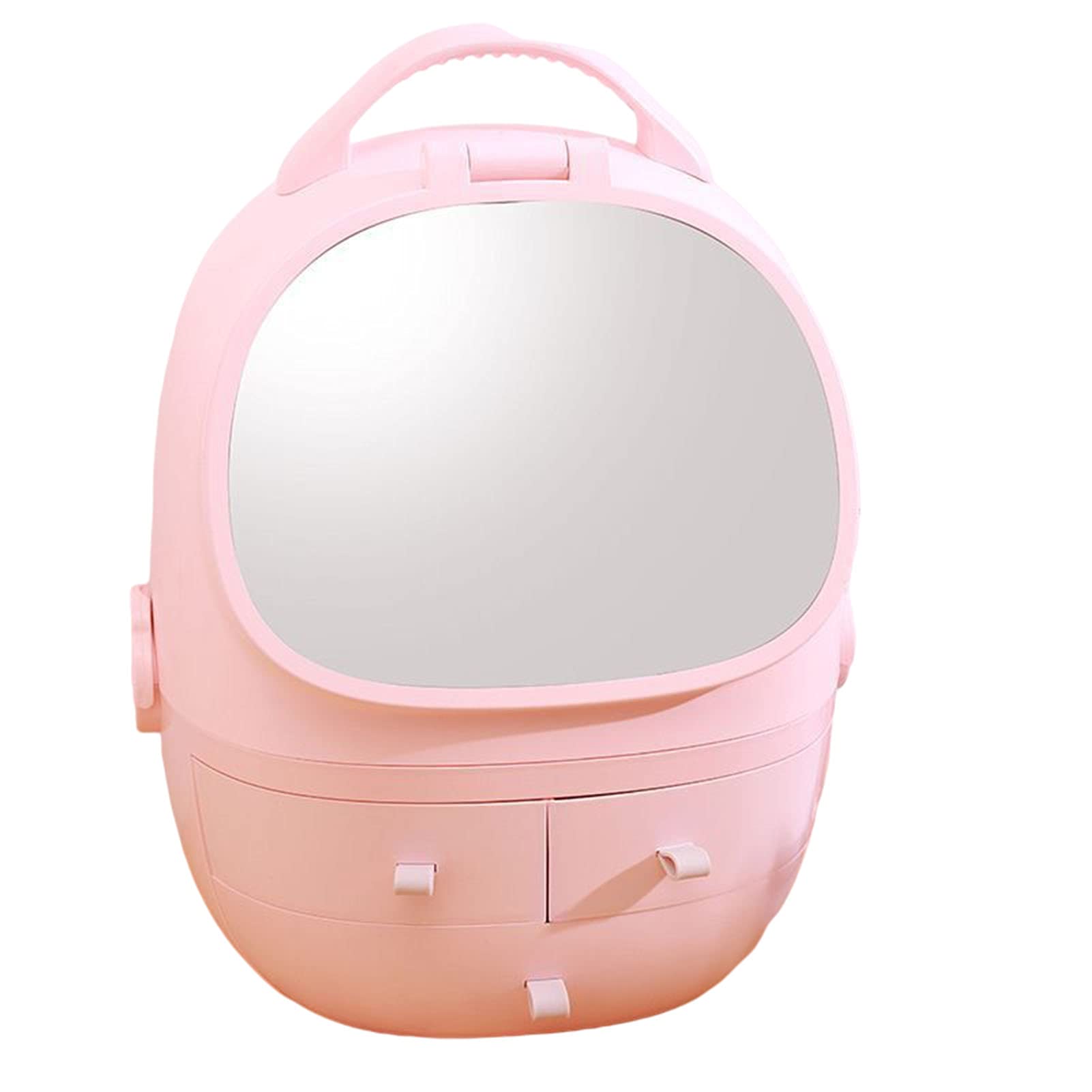 Barmalmnh Organizer per Trucco, Scatola per Cosmetici per Unghie di Bellezza, Organizer per Trucco Professionale da Viaggio, Specchio per Trucco con Luce LED Rotante a 360 Gradi, Ricarica USB, per