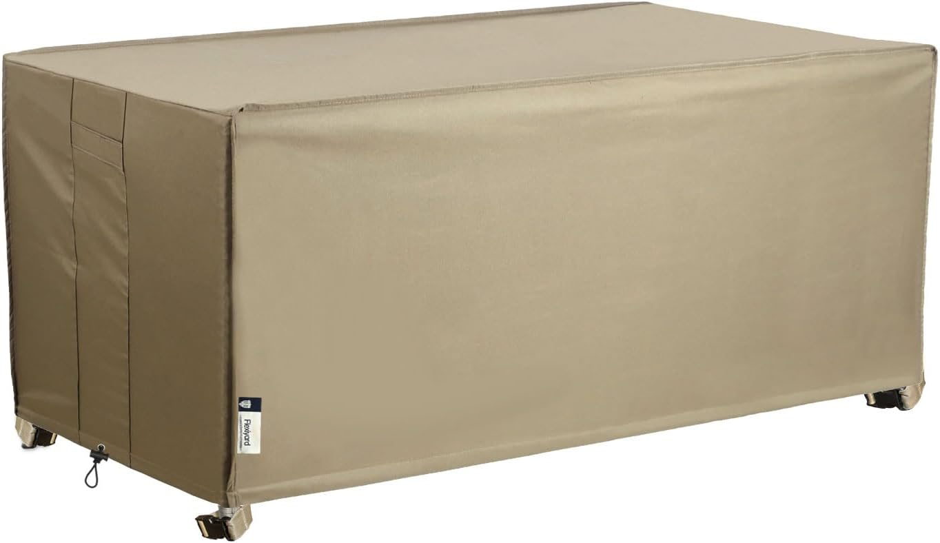 Patio Deck Box Cover, 63x30 Inch Fire Pit Covers with Straps and Handles, Waterproof Heavy Duty Outdoor Furniture Winter Cover for Keter, Suncast, Lifetime Container