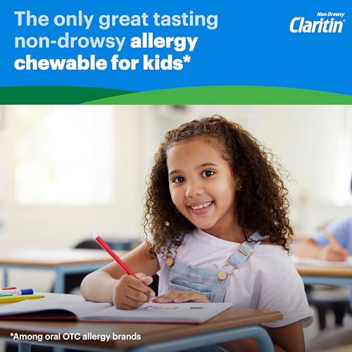 Claritin Children’s Chewables, 24-Hour Non-drowsy Kids Allergy Relief in Grape & Bubble Gum Flavors, 40 antihistamine Tablets - Thumbnail 3