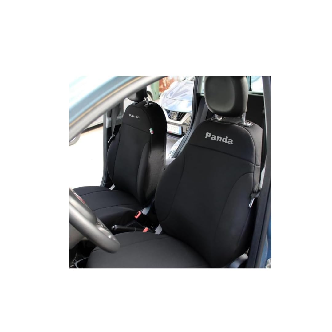 Italfodere Coprisedili Anteriori Compatibili Fiat Panda 2012 III Serie Cotone Accoppiato Nero