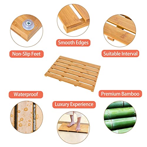 Bath Mat For Luxury Shower - Non-Slip Bamboo Sturdy Water Proof Bathroom Carpet For Indoor Or Outdoor Use #TOP4