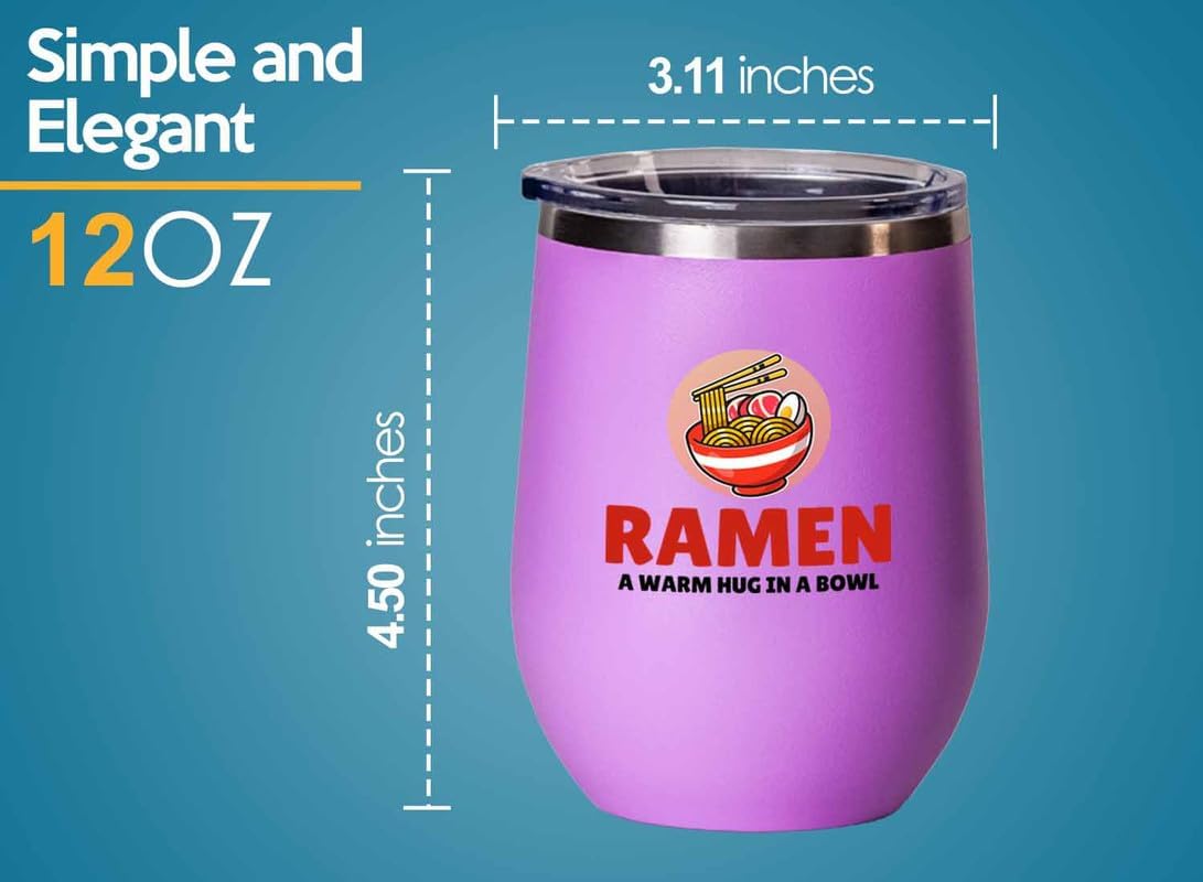 Ramen Lover Pink Edition Wine Tumbler 12oz - A Warm Hug - Food Lovers chicken pumpkin vegan pantry spicy noodles image 4