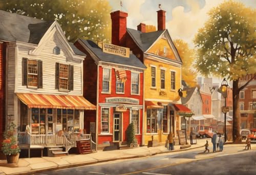 Jigsaw Puzzle For Adults 1000 Pieces Charles Wysocki Derby Square Jigsaw Puzzles For Adults, Each Piece Is Unique, Perfect Family Leisure Gift & Gifts - Puzzles Collectibles