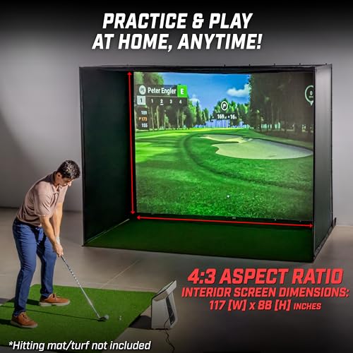 Image of GoSports Golf Simulator Enclosure Nets - Complete Set with Frame and HD Impact Screen Kit - Indoor At Home Golf Training Equipment - Choose 10x8 ft, 12x9 ft, or 14x8 ft