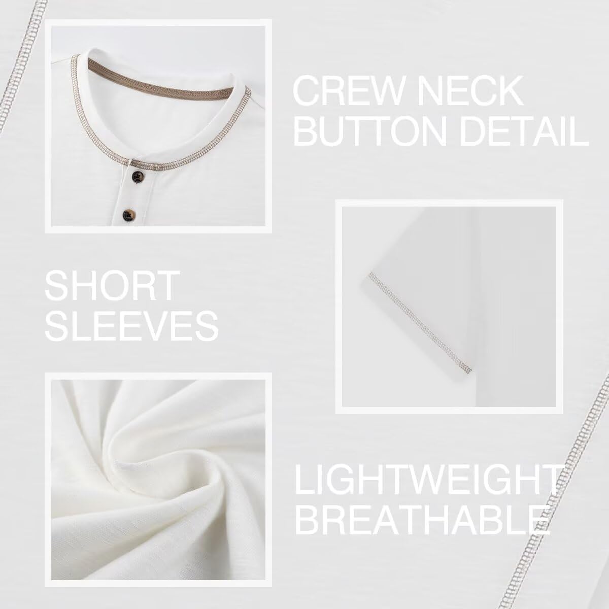 Men's Casual Henley Shirts Crew Neck Short Sleeve Classic Button Solid Lightweight Pullover Tees Tops - Image 5